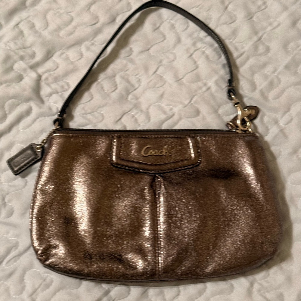 Coach Metallic Bronze Wristlet or Clutch Bag, EUC 
Zipper, 9”x 5”